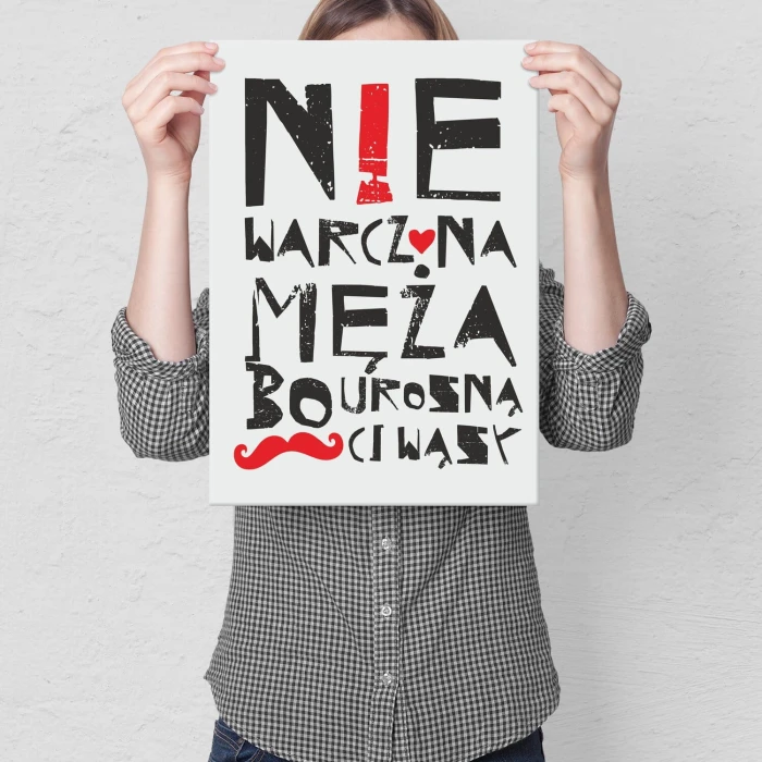 Plakat metalowy nie warcz na męża Prezent