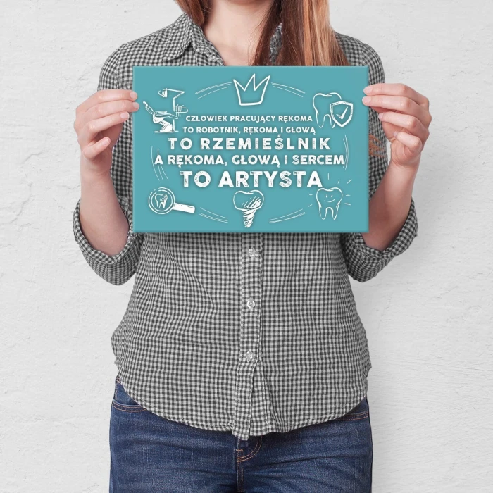 Plakat metalowy dentysta artysta Prezent
