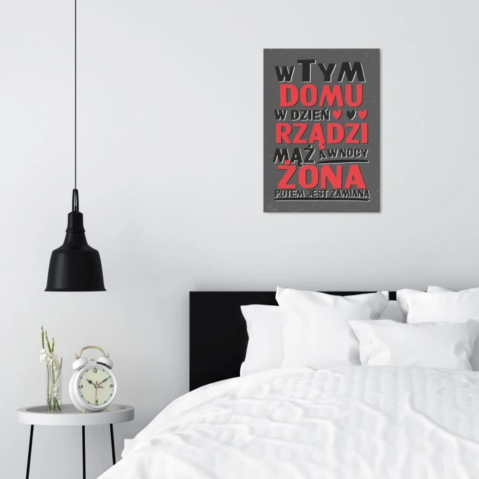 Plakat metalowy w dzień mąż w nocy żona Prezent
