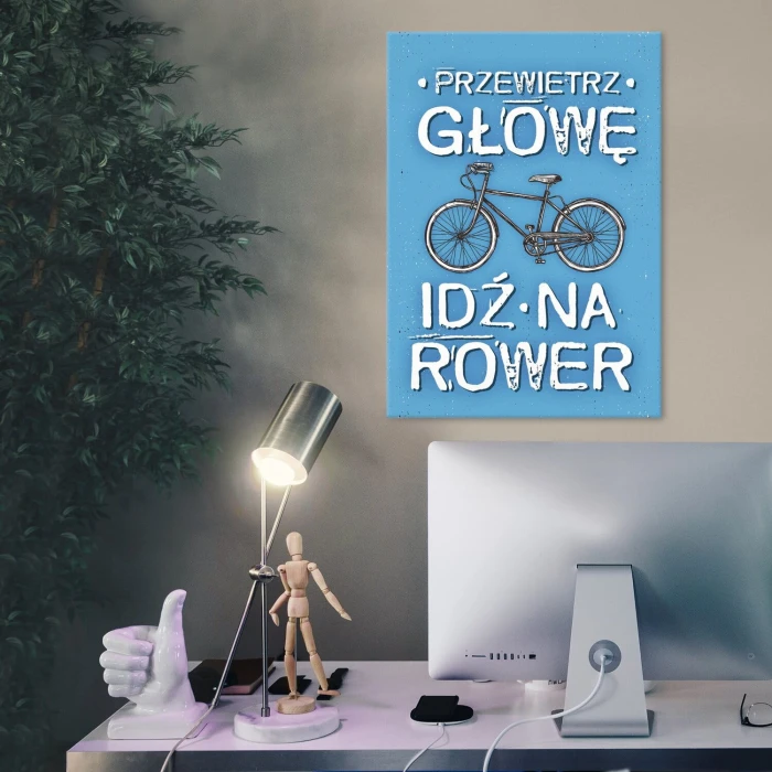 Plakat metalowy przewietrz głowę idź na rower Prezent