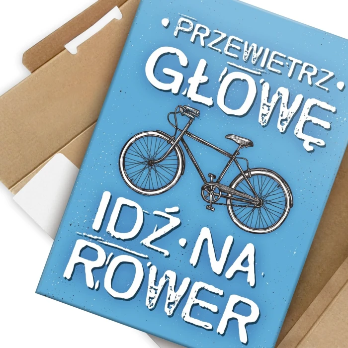 Plakat metalowy przewietrz głowę idź na rower Prezent