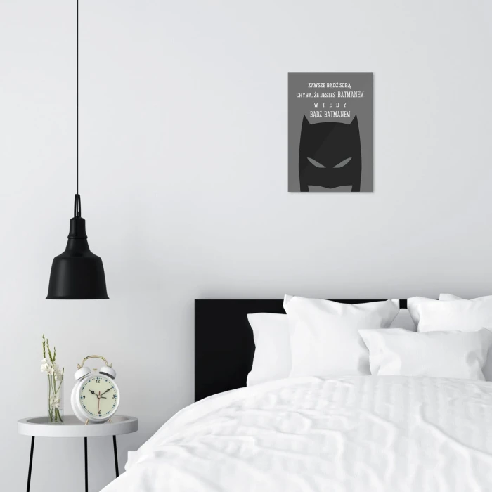 Plakat metalowy Bądź Batmanem Prezent