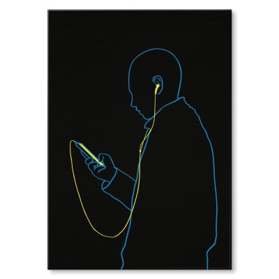 Plakat metalowy man with the phone Prezent