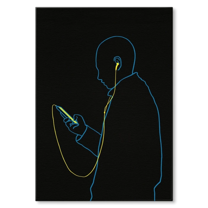 Plakat metalowy man with the phone Prezent