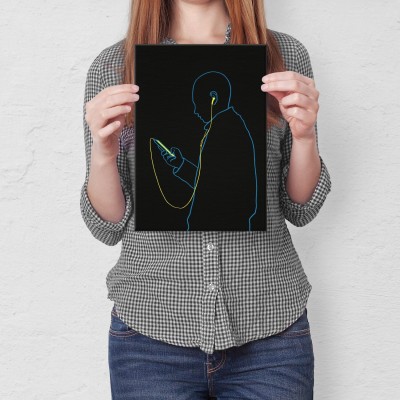 Plakat metalowy man with the phone Prezent