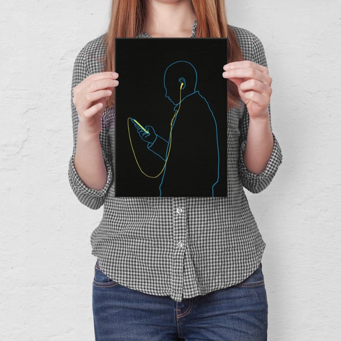 Plakat metalowy man with the phone Prezent