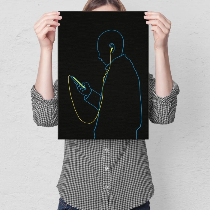 Plakat metalowy man with the phone Prezent