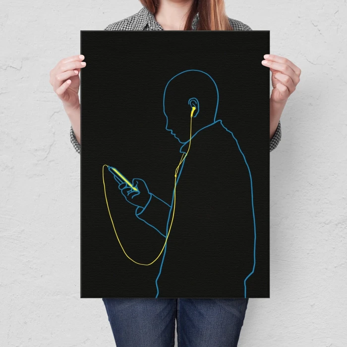 Plakat metalowy man with the phone Prezent