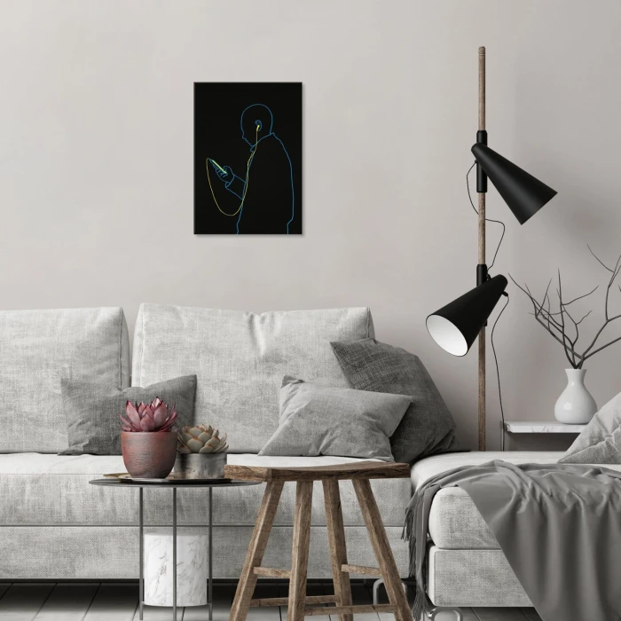 Plakat metalowy man with the phone Prezent