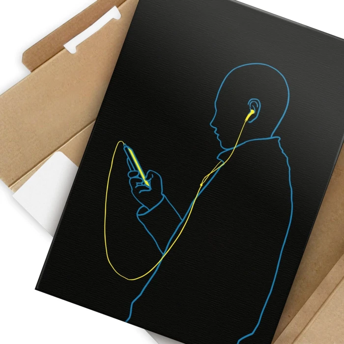 Plakat metalowy man with the phone Prezent