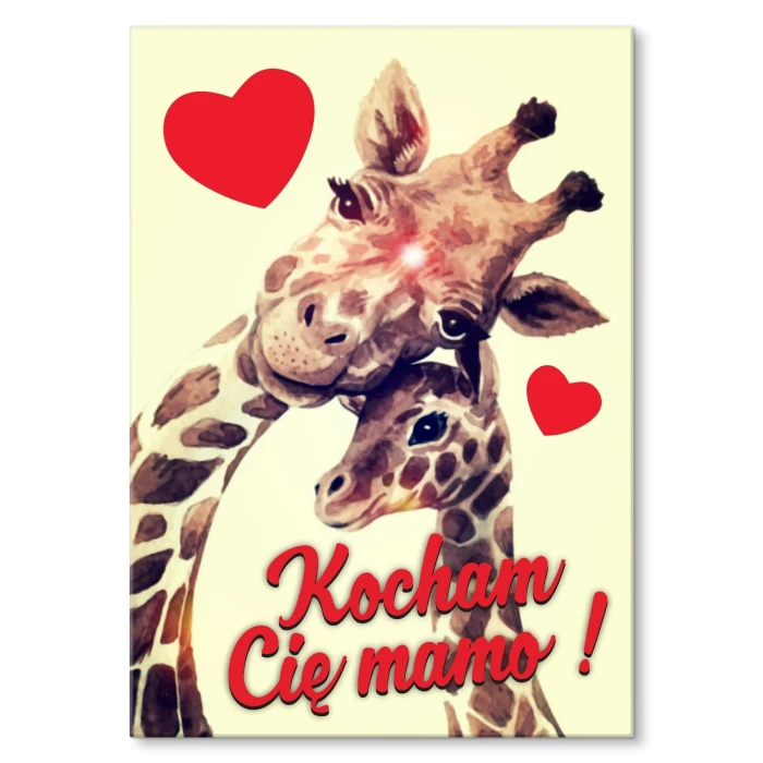 Poster metal kocham Cię mamo żyrafy gift
