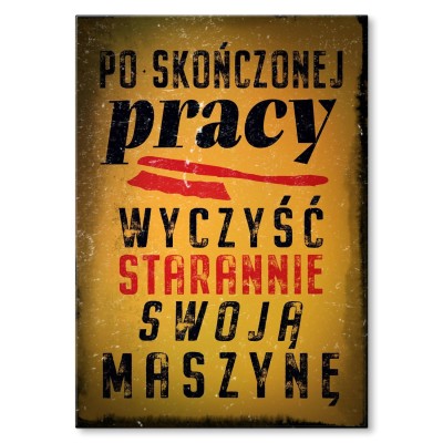 Poster metal po skończonej pracy gift