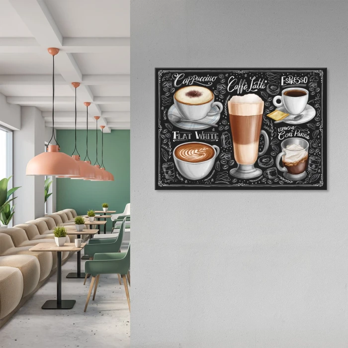 Plakat metalowy types of coffee Prezent