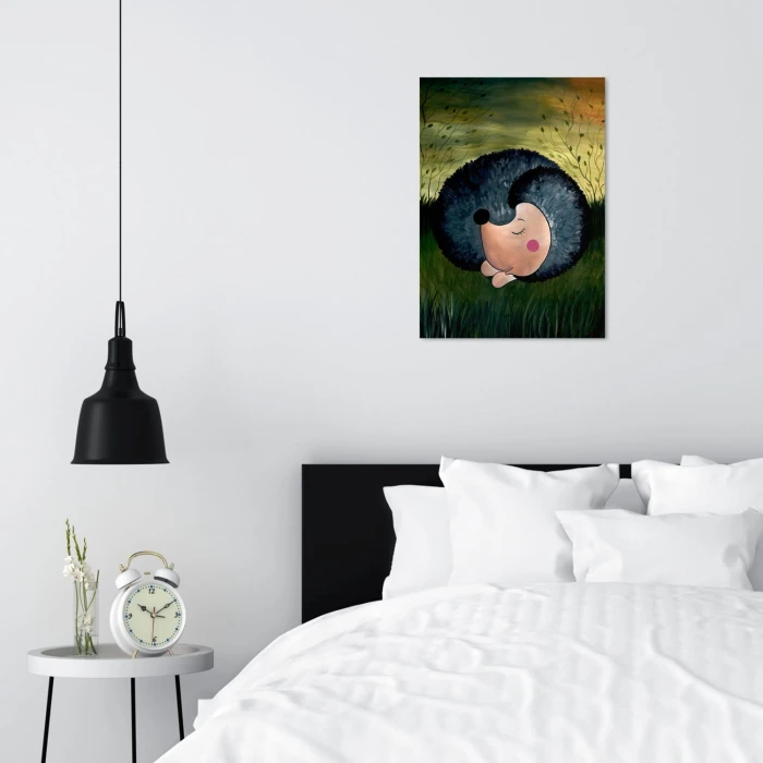 Plakat metalowy Śpiący jeż Prezent