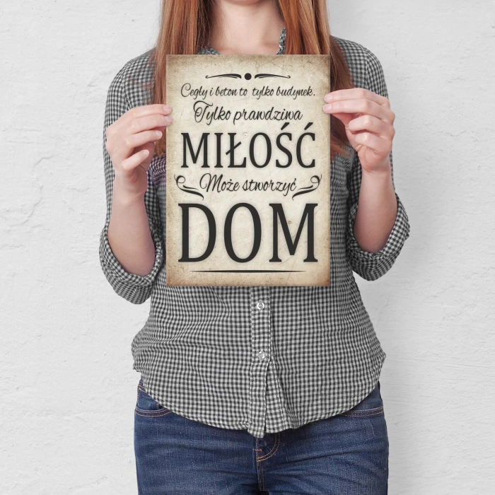 Poster metal miłość tworzy dom gift