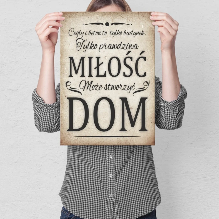 Plakat metalowy miłość tworzy dom Prezent