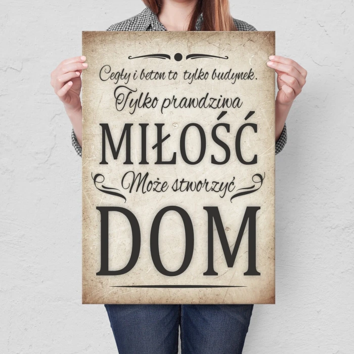 Poster metal miłość tworzy dom gift