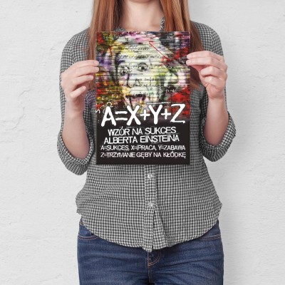 Plakat metalowy wzór na sukces Einstein Prezent