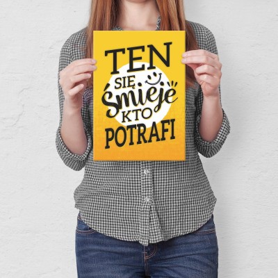 Plakat metalowy ten się śmieje kto potrafi Prezent