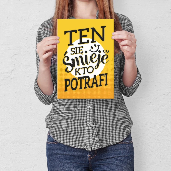 Plakat metalowy ten się śmieje kto potrafi Prezent