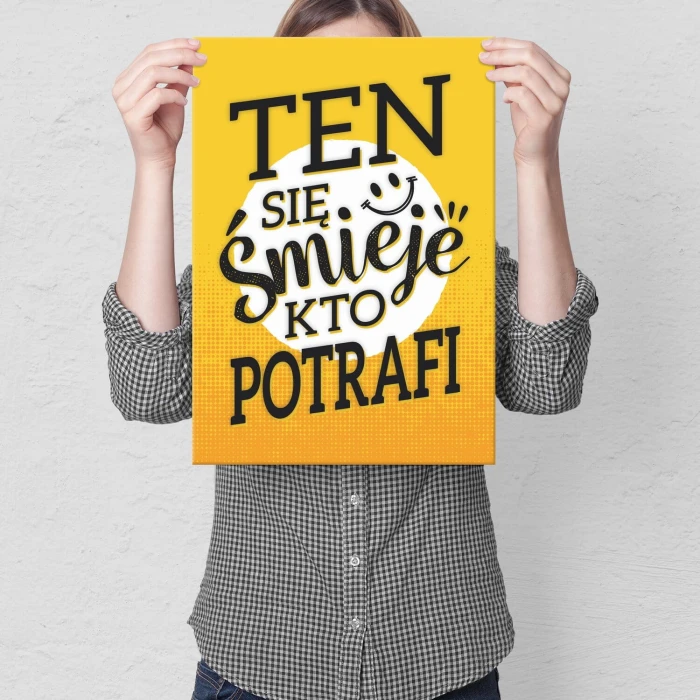 Plakat metalowy ten się śmieje kto potrafi Prezent