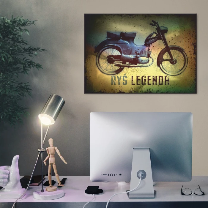 Plakat metalowy Ryś Motocykl Legenda Prezent