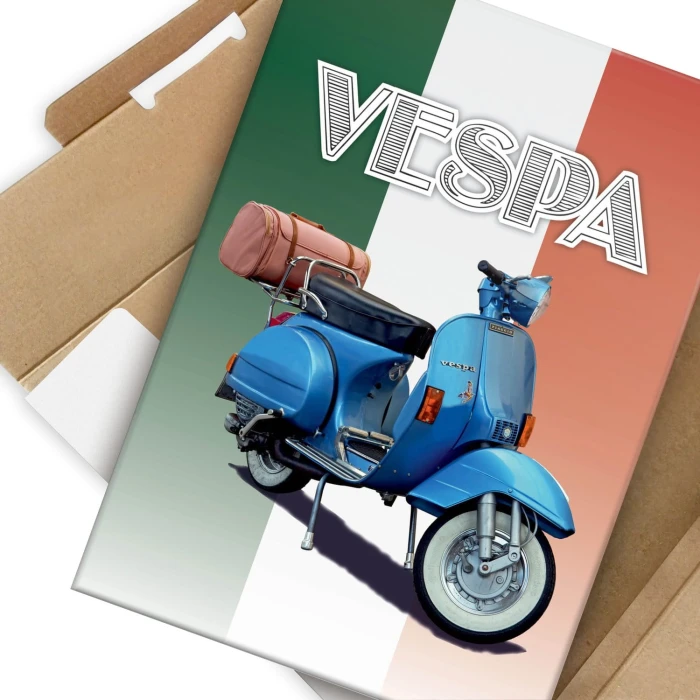 Plakat metalowy Skuter Vespa niebieski Prezent