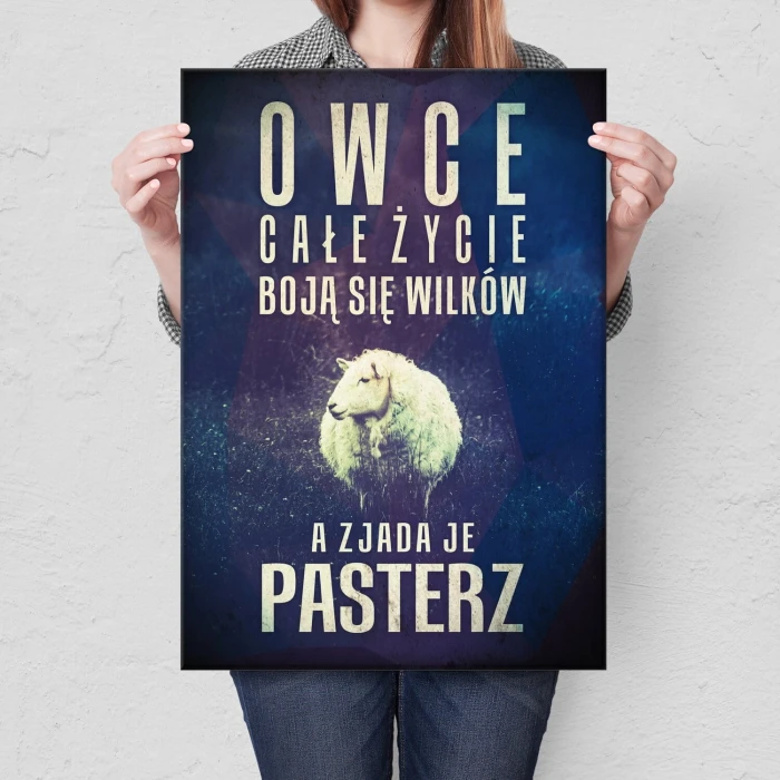 Plakat metalowy owce boją się wilków Prezent