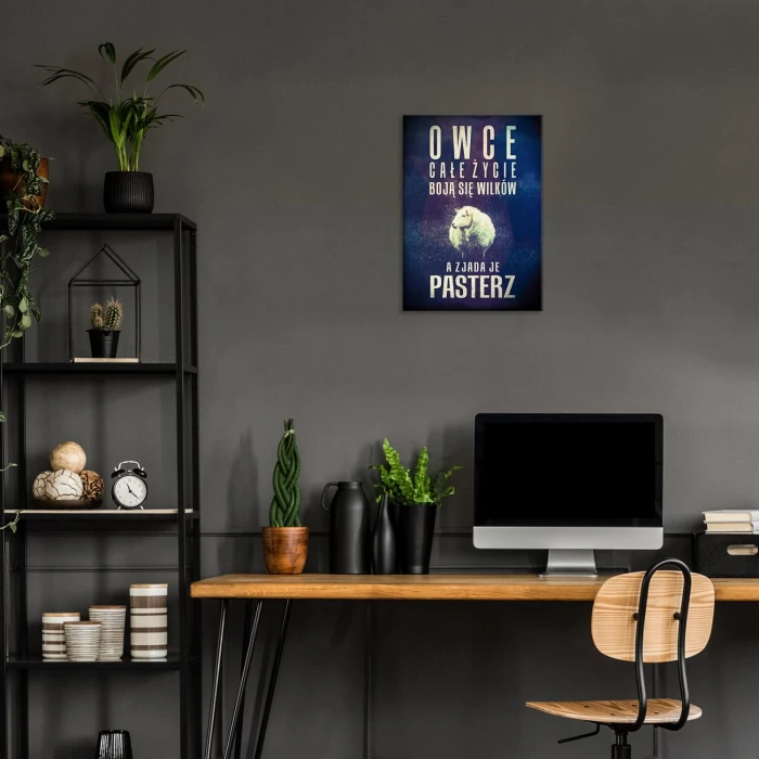 Plakat metalowy owce boją się wilków Prezent