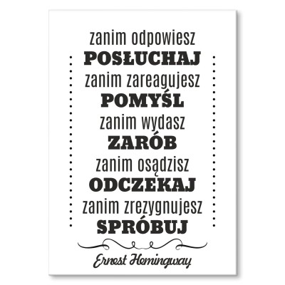 Plakat metalowy Zanim odpowiesz Prezent