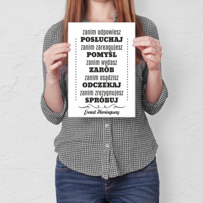 Plakat metalowy Zanim odpowiesz Prezent