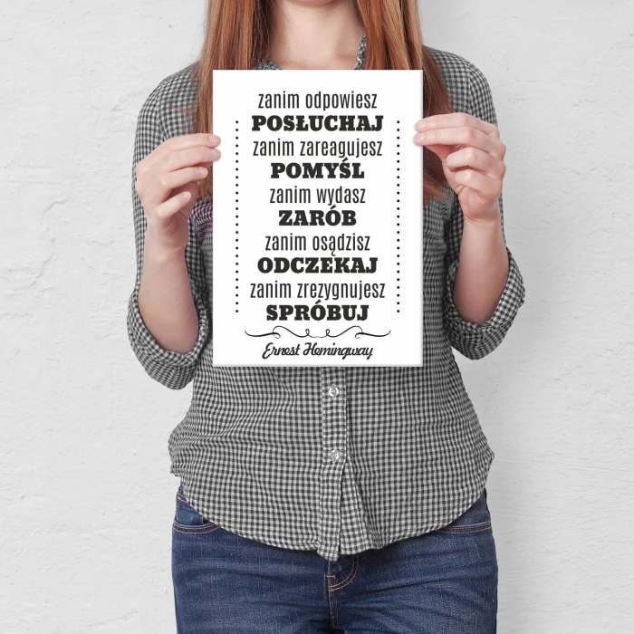 Poster metal Zanim odpowiesz gift