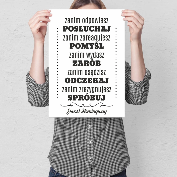 Plakat metalowy Zanim odpowiesz Prezent