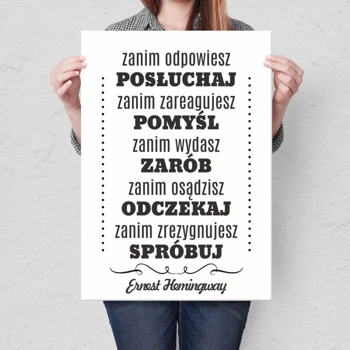 Plakat metalowy Zanim odpowiesz Prezent