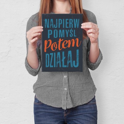 Plakat metalowy Najpierw pomyśl Prezent