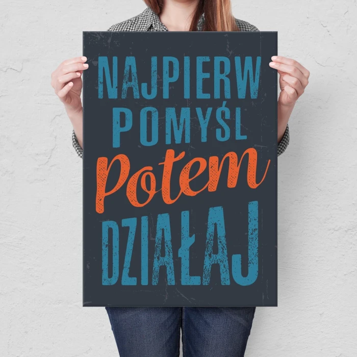 Plakat metalowy Najpierw pomyśl Prezent