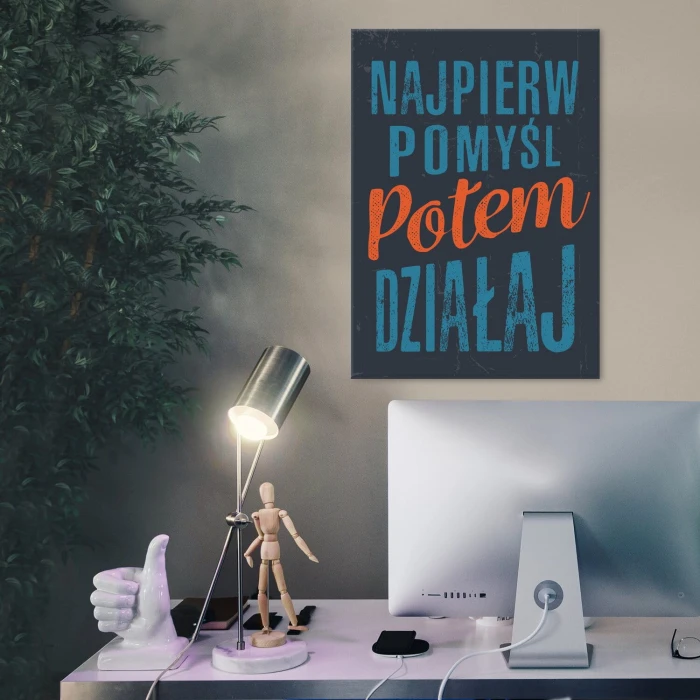 Plakat metalowy Najpierw pomyśl Prezent