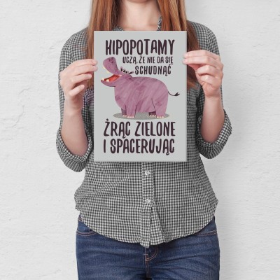 Plakat metalowy Hipopotamy uczą Prezent