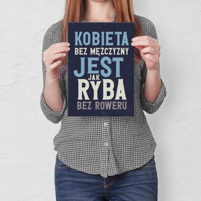 Plakat metalowy ryba bez roweru Prezent
