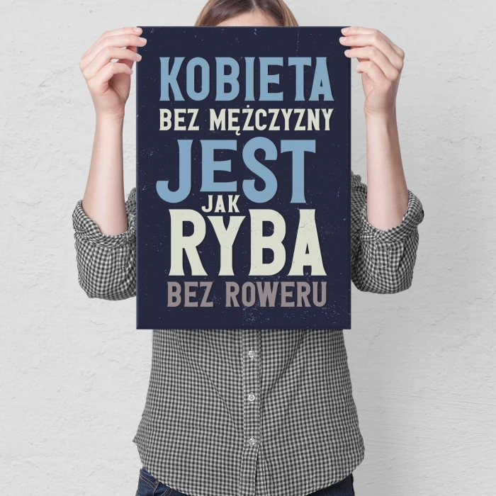 Plakat metalowy ryba bez roweru Prezent
