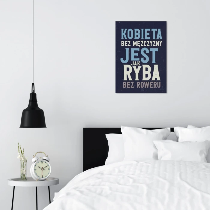 Plakat metalowy ryba bez roweru Prezent