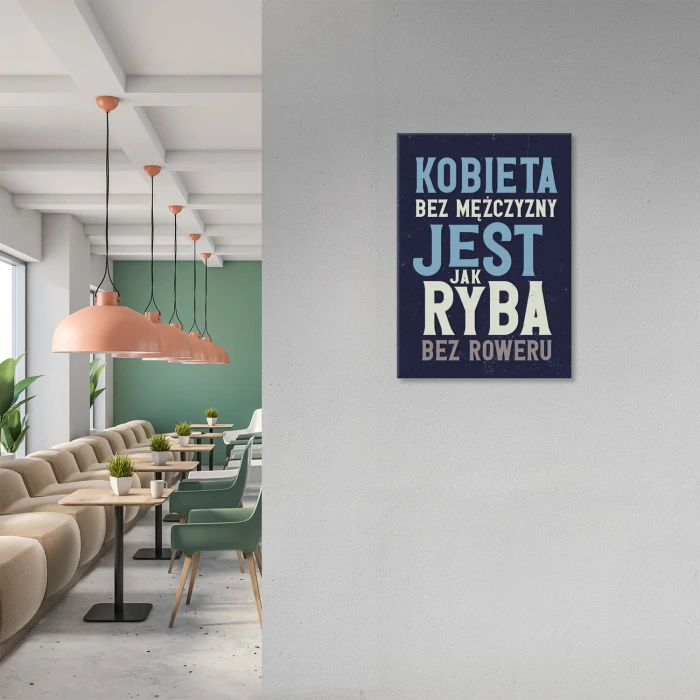 Plakat metalowy ryba bez roweru Prezent