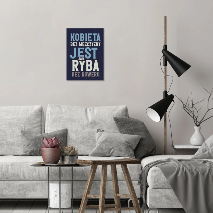 Plakat metalowy ryba bez roweru Prezent