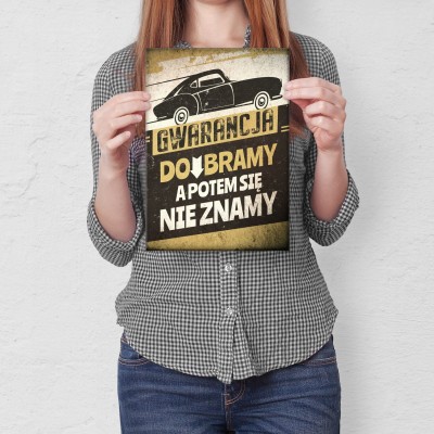 Plakat metalowy Gwarancja do bramy Prezent