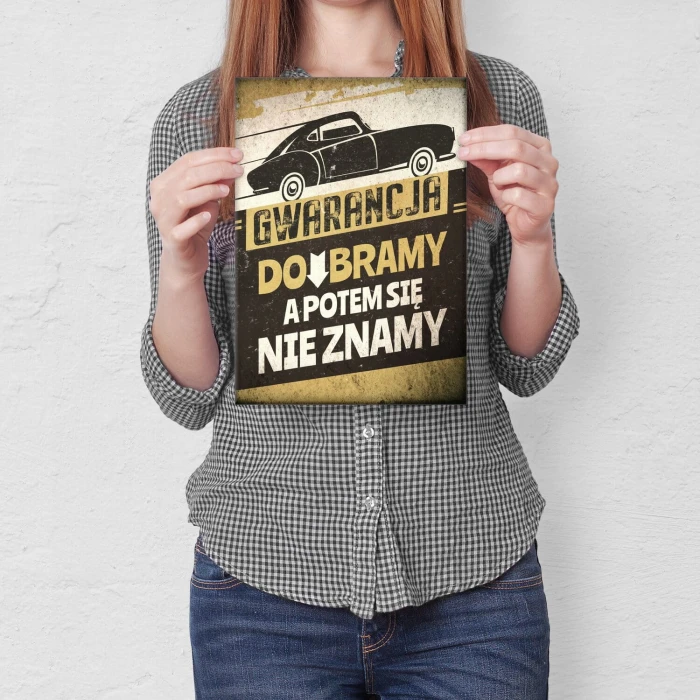 Poster metal Gwarancja do bramy gift