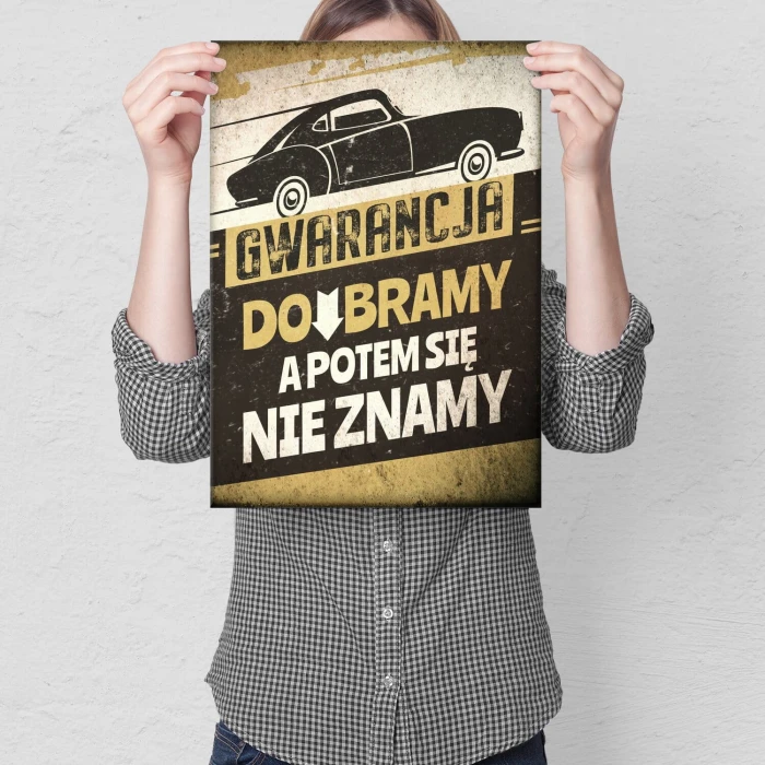 Plakat metalowy Gwarancja do bramy Prezent