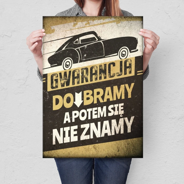 Plakat metalowy Gwarancja do bramy Prezent