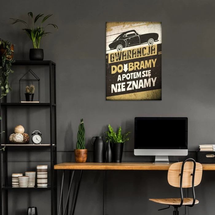 Poster metal Gwarancja do bramy gift