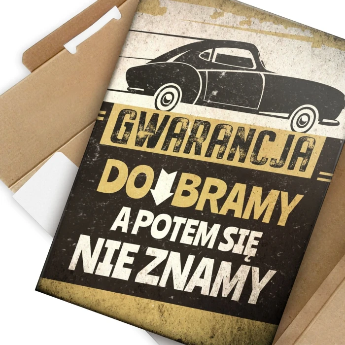 Poster metal Gwarancja do bramy gift