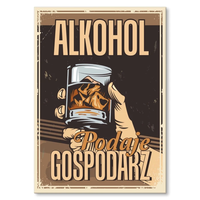 Poster metal alkohol podaje gospodarz gift